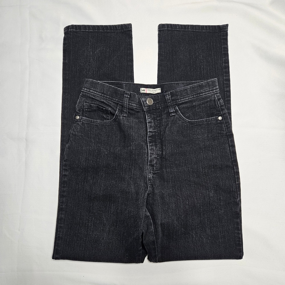 Lee Womens Classic Fit Straight Leg Jeans Black At‎ The Waist Size 8 Medium